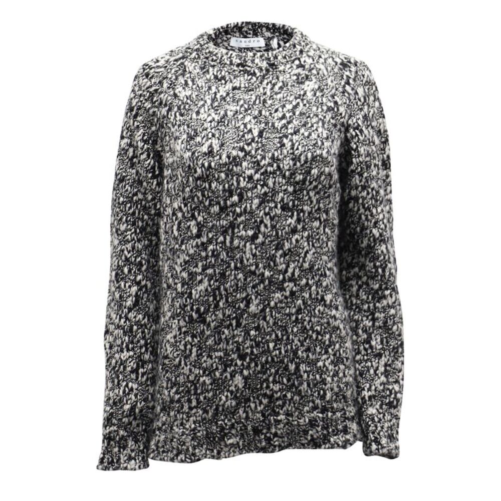 Sandro Boredom Chunky Knit Crewneck Sweater in Black Acrylic